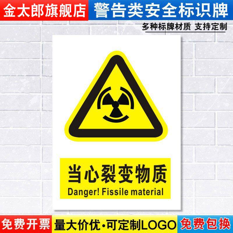 当心裂变物质标识牌注意小心消防安全警示工厂车间仓库警告标示标志牌