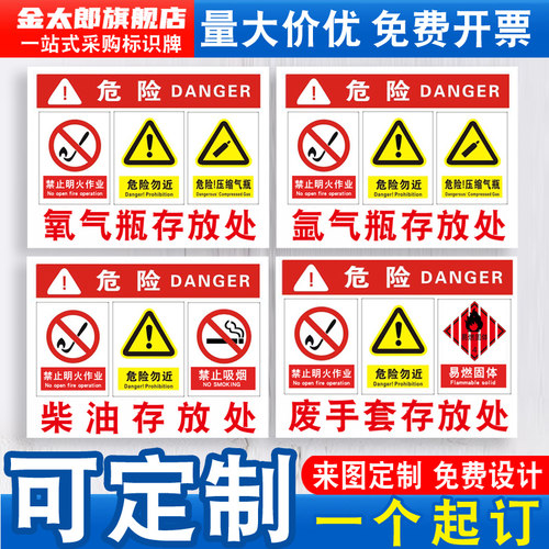 氧气瓶存放处危险化学品标识牌