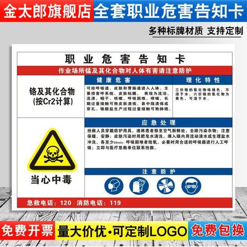 铬及其化合物职业病危害告知牌卡卫生当心中毒消防安全周知危险废物化学品车间标识提示警示标志定制GZD56