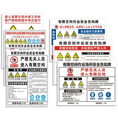 上百款国标现货有限空间告知标牌