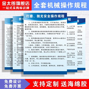 打磨、抛光安全生产操作规程流程机械设备数控车床铣床叉车压铸空压砂轮电焊起重剪板机点焊机管理制度标识牌