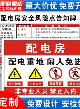 配电房室箱安全标识牌机房配电重地闲人莫入免进止步高压危险配电重地有电危险警示警告标志风险点告知卡定做