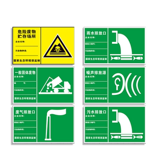 新版危险废物危废间危废仓库标识牌全套污水雨水废气噪声一般固体排放口源污染警示标志标示牌标签贴纸定制ZT