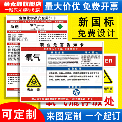 氧气职业危害告知卡安全周知卡