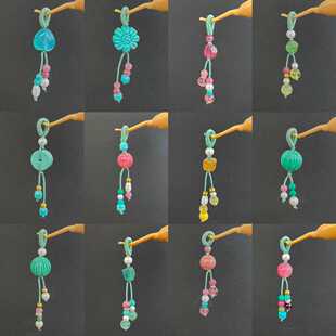 天然碧玺小提溜手链手作diy挂饰手工配件饰品女蜜蜡绿松珍珠侧挂