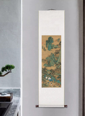仇英桃源仙境图山水卷轴画