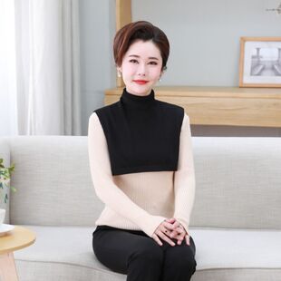 秋冬中老年人男女羊毛假领子保暖针织假衣领护颈脖套围脖披肩围巾