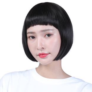 娇滴滴假发 女齐刘海短发波波头 个性眉上留海bobo头全假发套仿真