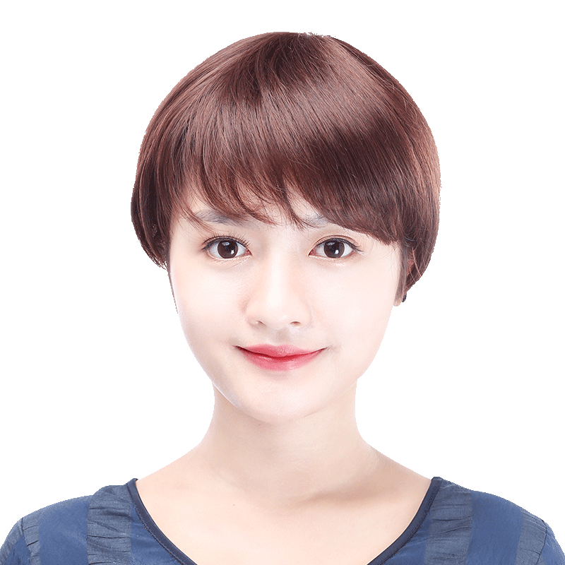 娇滴滴斜刘海短款手织假发套