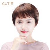 妈妈假发 直发全假发套 手织顶心波波头 女斜刘海短款 娇滴滴假发