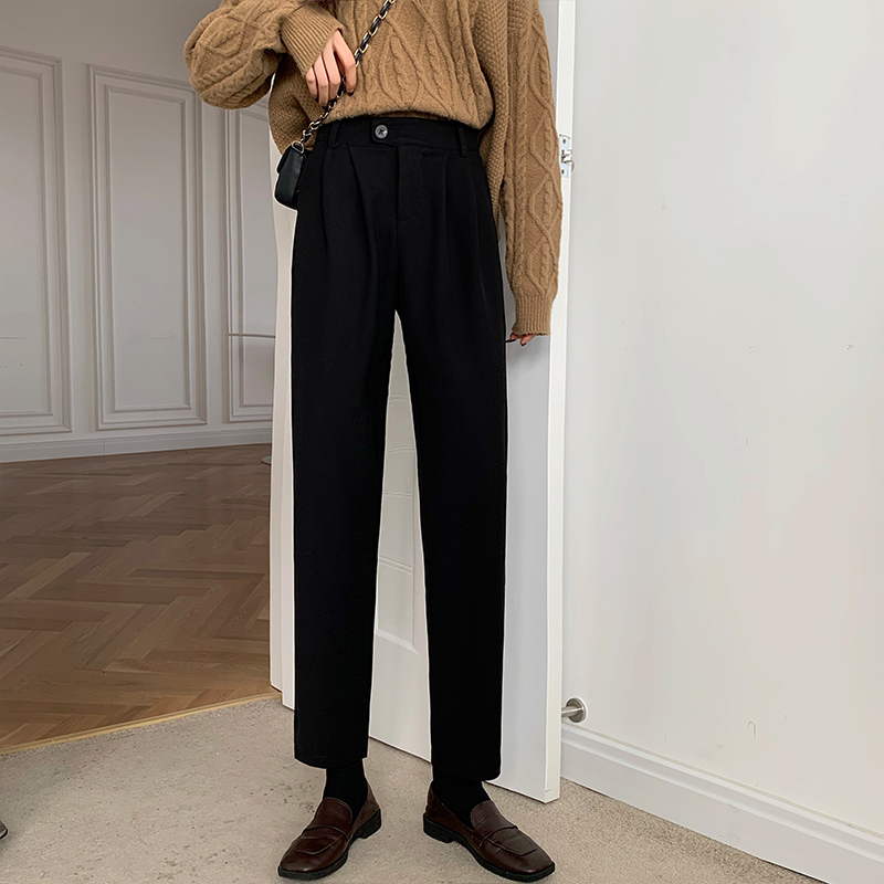 Real shot 2020 autumn / winter pants women show thin versatile suit pants high waist casual drop feeling 9 points students' tightness