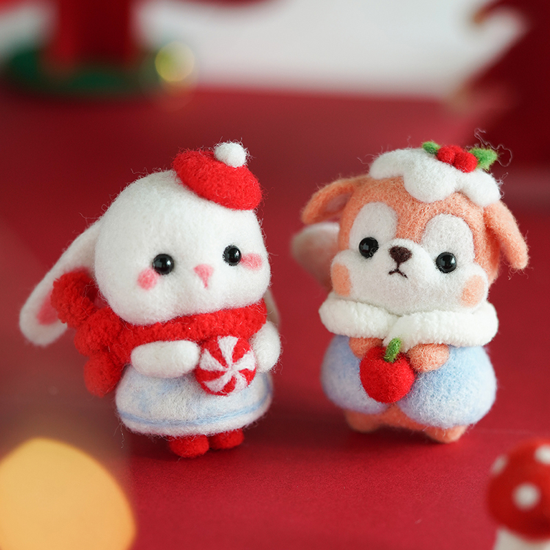 羊毛毡戳戳乐diy材料包情侣手工礼物车挂车饰玩偶摆件钥匙扣解压