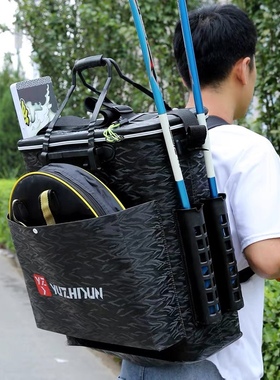 渔之君活鱼鱼护桶双肩背带插杆可折叠多功用耐磨抗造易清洗钓鱼包