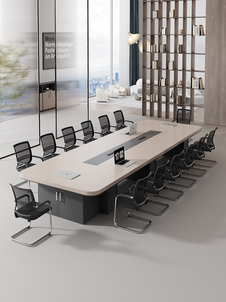 新款办公会议桌长桌现代简约会议室桌椅组合长条桌洽谈员工培训桌