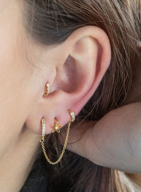 叠戴很赞~超迷你耳皮钉边缘小耳朵耳圈精致耳扣个性气质耳骨钉女