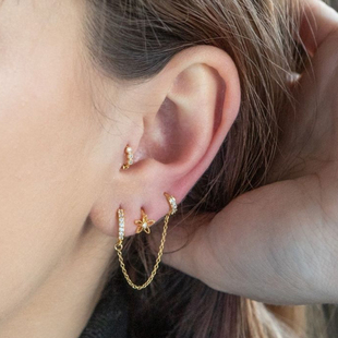 叠戴很赞~超迷你耳皮钉边缘小耳朵耳圈精致耳扣个性气质耳骨钉女