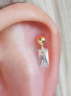 时尚通勤耳骨钉短款耳坠s925纯银耳钉高级感气质银针耳饰百搭耳环