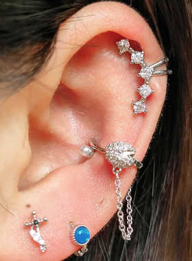 时尚圈耳饰百搭耳钉无耳洞耳夹2024年新款潮耳环圈圈耳骨耳蜗耳饰