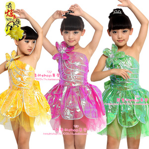 中小学生演出服女童现代舞儿童表演服装公主纱裙幼儿舞蹈服饰