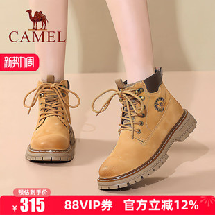 大黄靴女短靴情侣厚底工装 新款 靴 骆驼户外马丁靴25冬季 Camel