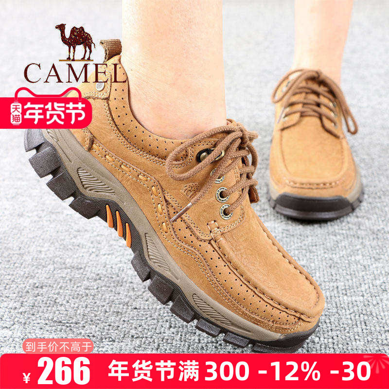Camel/骆驼男鞋秋季新款低帮真牛皮单舒适头层男式户外休闲鞋子