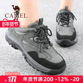 户外休闲鞋 Camel 子 新款 系带牛皮厚底真低帮徒步男士 骆驼男鞋 秋季