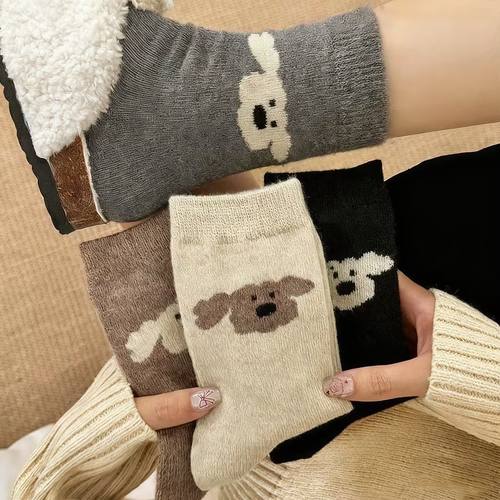 女中筒袜秋冬季加绒保暖中长筒袜