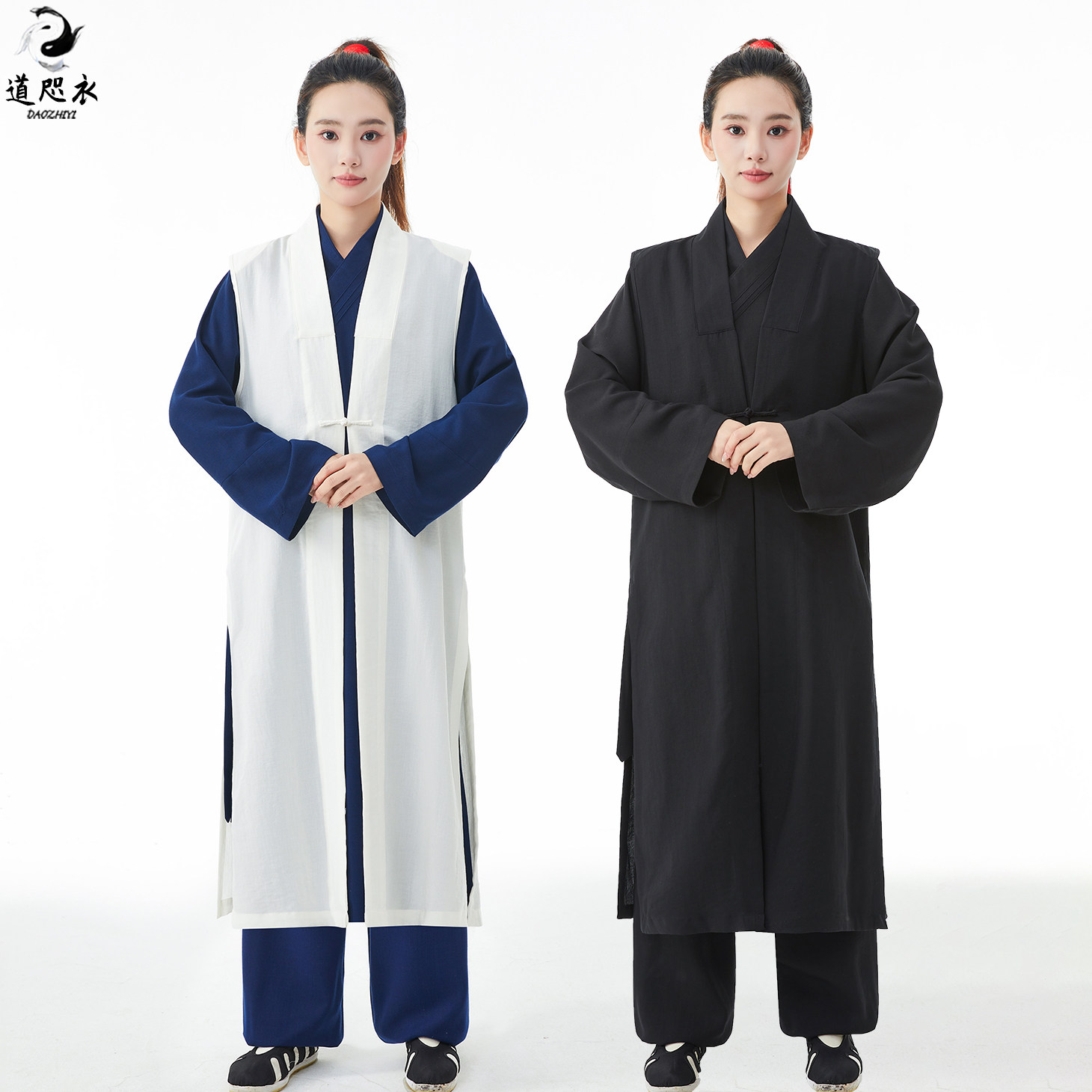武当道袍三清领道服男女款大褂比甲道士服装长袍披风明制汉服长款