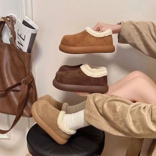 外穿包头毛毛拖保暖脚蹬棉鞋 厚底小土豆加绒勃肯鞋 女2025秋冬新款