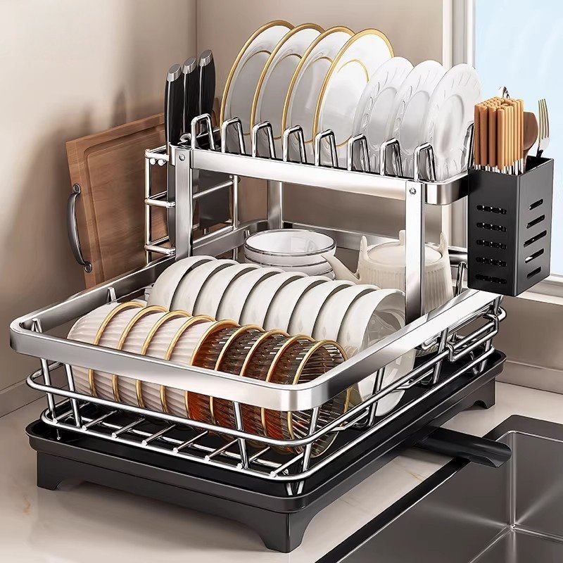 日本进口MUJIE碗碟收纳架沥水碗架厨房置物架不锈钢碗盘沥水篮