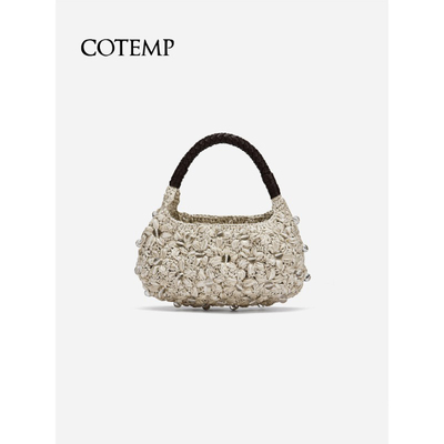 cotemp clat  26SS新款玻璃珠装饰花型勾针手提包