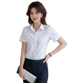 竹纤维蓝色短袖衬衫女职业2026夏季新款上班正装长袖白衬衣工作服