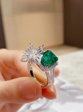 彩宝蝴蝶戒指女ins冷淡风开口