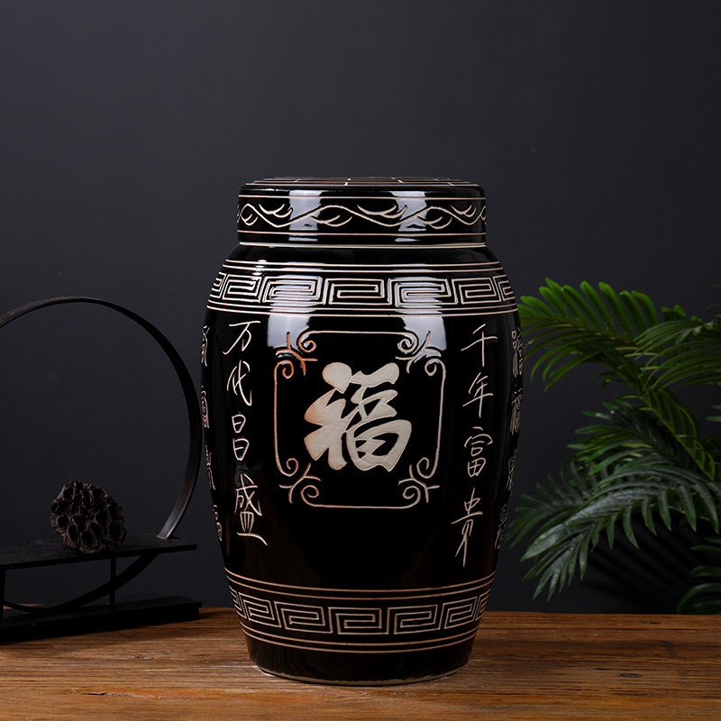 景德镇陶瓷骨灰坛大号双盖迁坟捡骨罐子男女款金坛棺材骨灰盒防潮