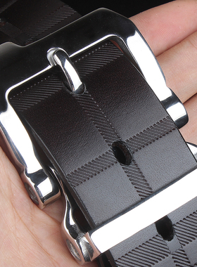 304不锈钢防过敏皮带男士纯牛皮头层腰带真皮针扣休闲裤带3.8宽带