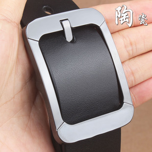 男士皮带防过敏陶瓷扣头层牛皮针扣宽腰带男真皮正品商务3.8cm