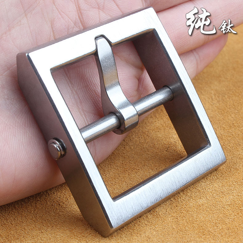 防过敏男士皮带扣头纯钛卡子针扣头层牛皮腰带卡子内径4cm日字扣