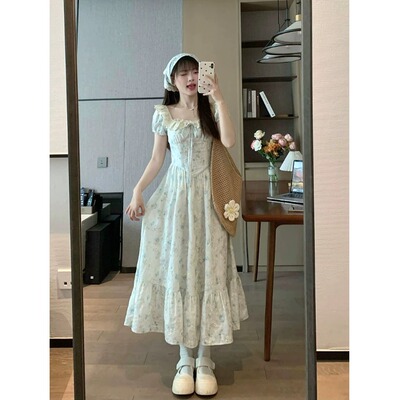 鬼马少女温柔甜美碎花刺绣公主裙