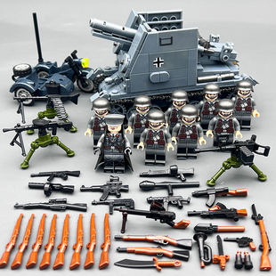 全冠2025新品积木二战军事人仔野牛自行火炮坦克兵团拼装儿童玩具
