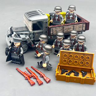 二战军事人仔积木德军运输车兵团后勤部队小人偶拼装男孩儿童玩具