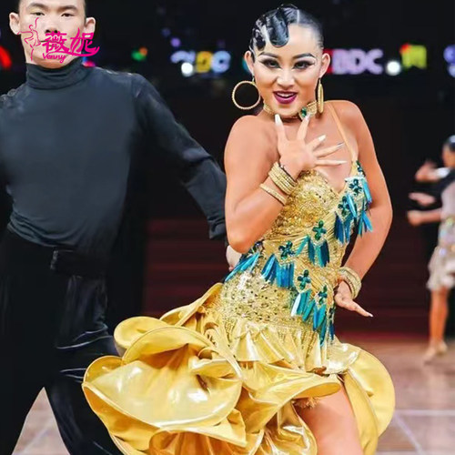 薇妮舞美拉丁舞演出比赛花服定制