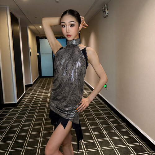 拉丁舞练功服女童成人舞蹈三件套