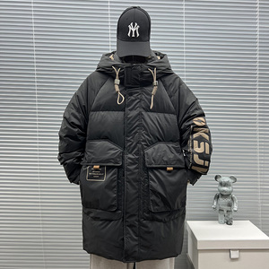 牛道 2025新款加厚中长款休闲90白鸭绒连帽羽绒服男1111P240图片