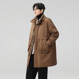 2025新标90白鸭绒高品质过膝风衣款羽绒服SY020P350模特图，男装风衣，钱塘735