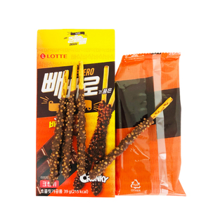 韩国进口零食乐天派派乐曲奇颗粒脆米巧克力味涂层松脆夹心饼干棒