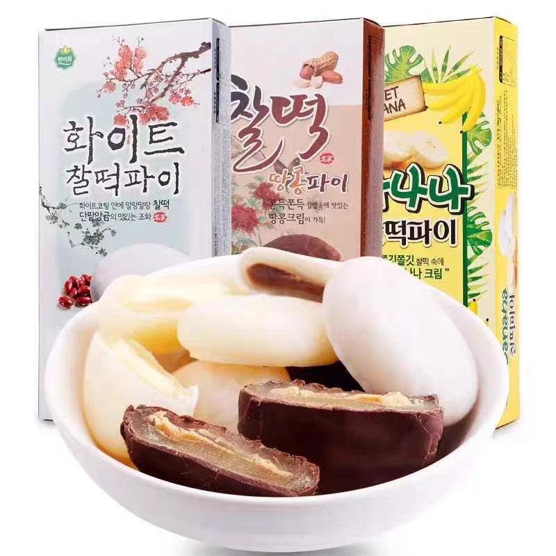 韩国进口食品零食打糕韩美禾白色香蕉打糕红豆馅传统打糕年糕150g
