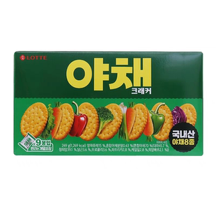 韩国进口食品乐天蔬菜饼干249g大盒咸味薄薄 葱香脆饼休闲零食