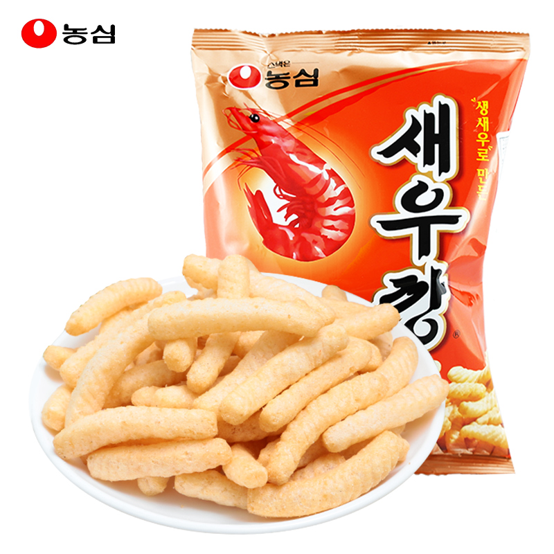 韩国进口农心原味鲜虾条90g袋装咸味休闲小零食追剧零食膨化食品