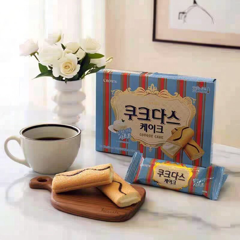 韩国进口零食CROWN克丽安奶油味夹心条糕点派蛋糕派休闲食品154g
