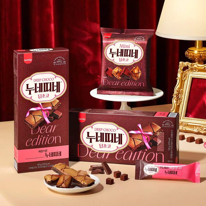 韩国进口食品samlip三立千层酥脆饼干薄脆巧克力饼干办公休闲零食